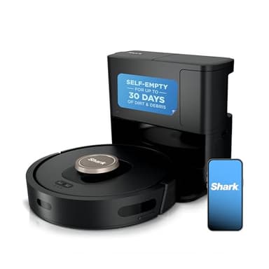 Shark AV2501AE AI Robot Vacuum with XL HEPA Self-Empty Base, Bagless, 60-Day Capacity, LIDAR Navigation, Perfect for Pet Hair, Compatible with Alexa, Wi-Fi Connected, Carpet & Hard Floor, Black
