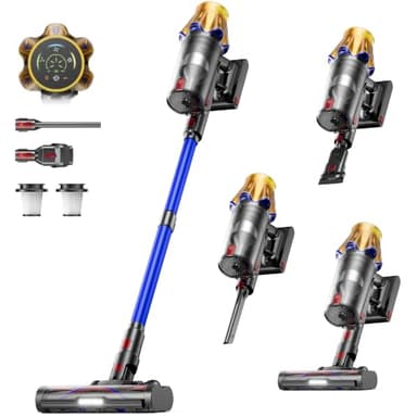 Bitybird Cordless Vacuum Cleaner, Upgraded 650W 60KPA 70Mins Cordless Stick Vacuum Cleaner with Self-Standing,Touch Screen, Anti-Tangle Wireless Vacuum Cleaners for Home/Pet Hair/Carpets/Floors
