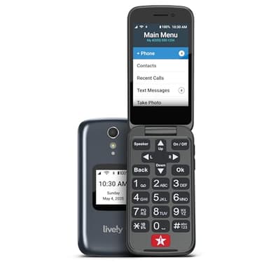 LIVELY Jitterbug Flip2 - Flip Cell Phone for Seniors - Not Compatible with Other Wireless Carriers - Must Be Activated Phone Plan - No SIM Needed - Graphite Flip Phone