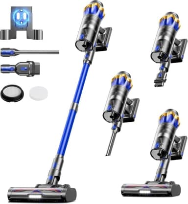 Cordless Vacuum Cleaner, Upgraded 650W 60KPA 70Mins Cordless Stick Vacuum Cleaner with Self-Standing and Touch Screen, Anti-tangle Wireless Vacuum, Vacuum Cleaners for Home/Pet Hair/Carpets/Floors